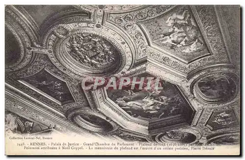 Rennes Cartes postales Palais de justice Grand chambre du parlement dessine par Ernard Cahrles Noel Coypel