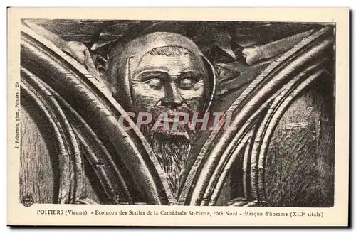 Poitiers Cartes postales Ecoincon des stalles de al cathedrale St Pierre (cote nord) MAsque d'homme