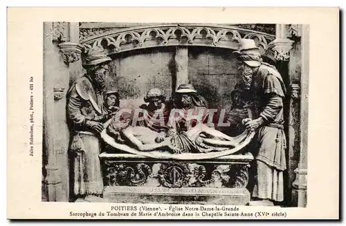 Vienne - Poitiers - Eglise Notre Dame la Grande sarcophage du Tombeau de Marie d&#39Ambroise - Cartes postales