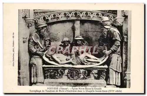Vienne - Poitiers - Eglise Notre Dame la Grande sarcophage du Tombeau de Marie d'Ambroise - Cartes postales
