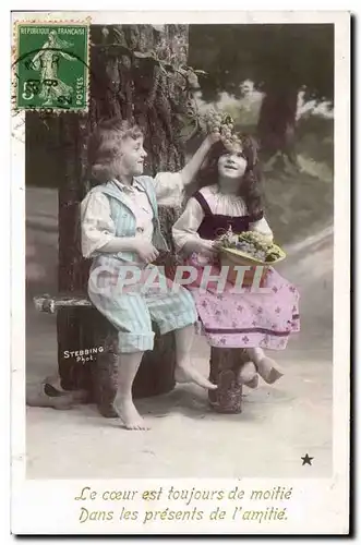 Cartes postales Le coeur est toujours de moitie (enfants)