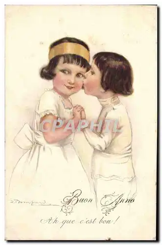 Cartes postales FAntaisie Buon Anno (enfants) Ah que c&#39est bon !