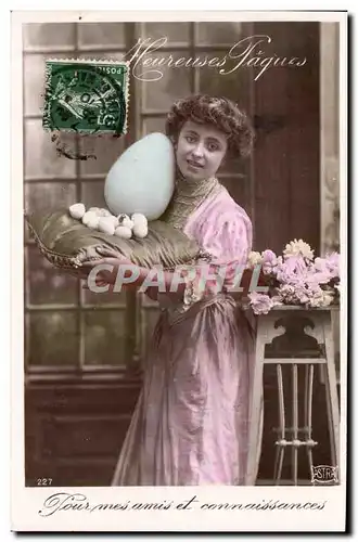 Cartes postales FAntaisie Femme HEureuse Paques Pour mes amis et connaissances (Oeuf)