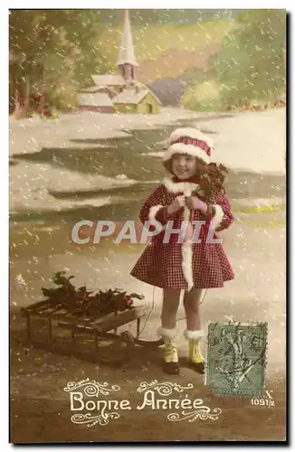 Cartes postales FAntaisie Enfant Bonne annee (neige)