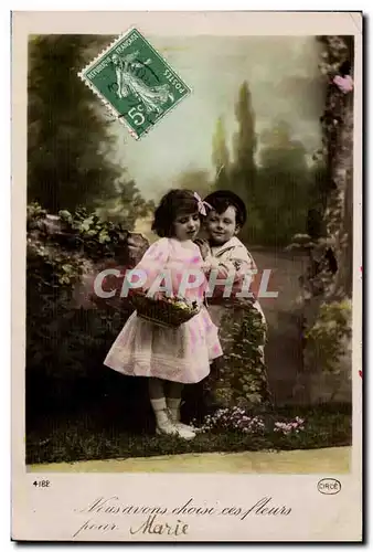 Cartes postales FAntaisie Enfants Nous avons choisi ces fleurs pour Marie