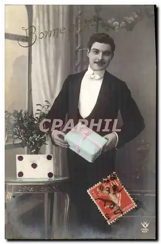 Cartes postales FAntaisie Homme Bonne annee