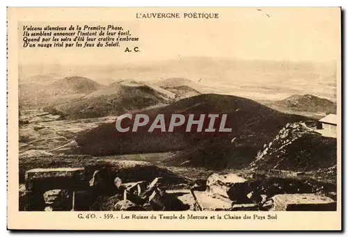 Cartes postales Auvergne Les ruines du temple de Mercure et la chaine des Puys Sud