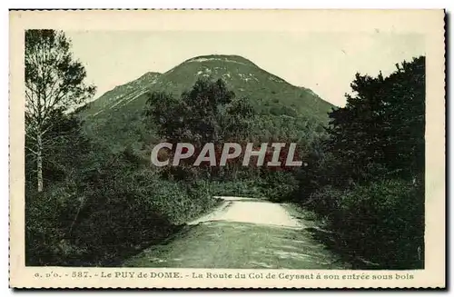 Cartes postales Auvergne Puy de Dome la route du col de Ceyssat a son entree sous bois