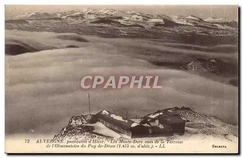 Auvergne Ansichtskarte AK Panorama d&#39hiver Les Monts Dore vues de la terrasse de l&#39observatoire du Puy de D