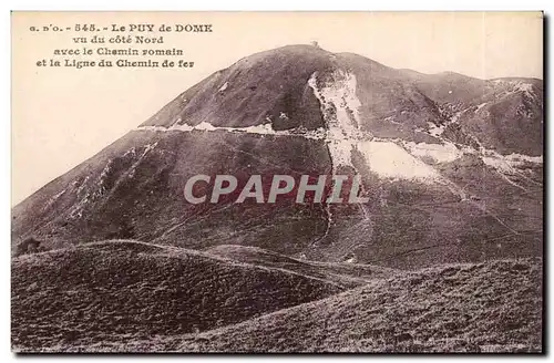 Le Puy d eDome vu du cote Notrd avec le chemin romain et la ligne de chemin de fer