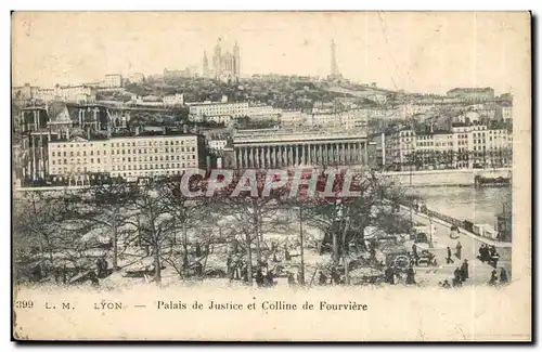 Lyon Cartes postales Palais de justice et colline de Fourviere