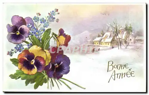 Cartes postales Fantaisie Bonne annee Fleurs