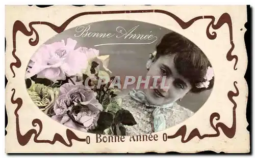 Cartes postales Fantaisie Bonne annee Femme et fleurs