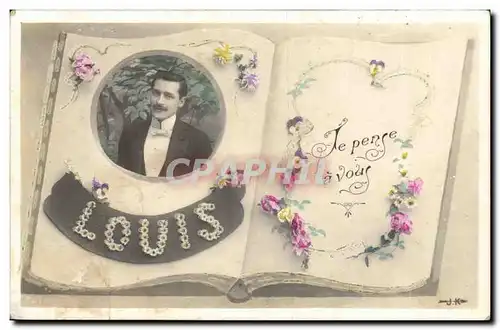 Cartes postales Fantaisie Homme Je pense a vous Louis