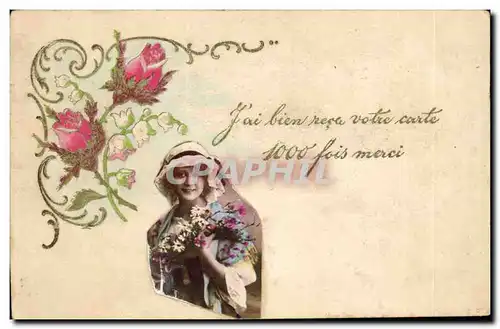 Fantaisie Cartes postales J&#39ai bien recu votre carte mille fois merci