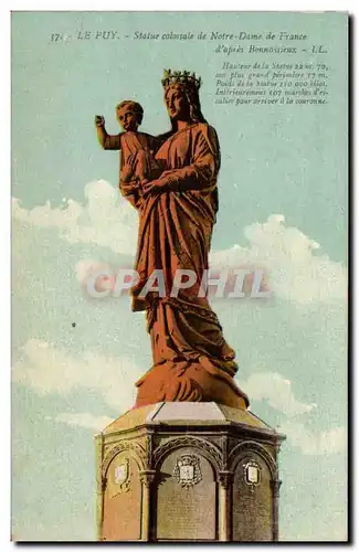 Le Puy Cartes postales Statue colossale de Notre Dame de France d&#39apres Bonnassieux