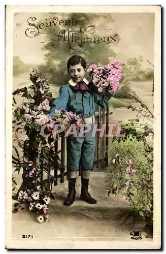 Fantaisie - Enfants - garcon - Souvenir affecteux - Cartes postales