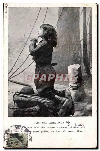 Fantaisie - Enfant - Pauvres Bretons - tous cotes des secours arrivent a Dieu - notre priere - Cartes postales