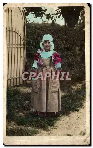 Fantaisie - Enfant - child at gate with sun bonnet - Cartes postales