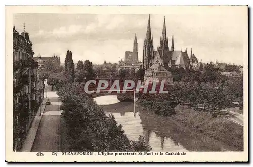 Strasbourg Cartes postales L'eglise protestante St Paul et la cathedrale