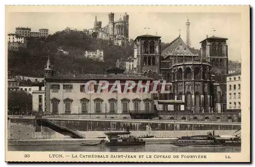 Lyon Cartes postales La cathedrale Saint Jean et le coteau de Fourviere