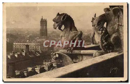 Paris Ansichtskarte AK Notre DAme de Paris A gauche les chimeres Tour St Jacques et SAcre Coeur