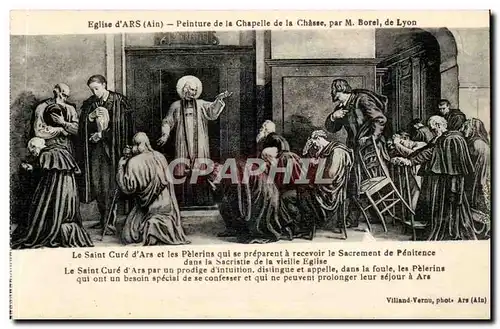 Cartes postales Eglise d&#39ars Peinture de la chapelle de la chasse par M Borel Sacrement et penitence