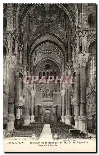 Lyon Cartes postales Interieur de la basilique de ND de Fourviere Vue de l&#39entree