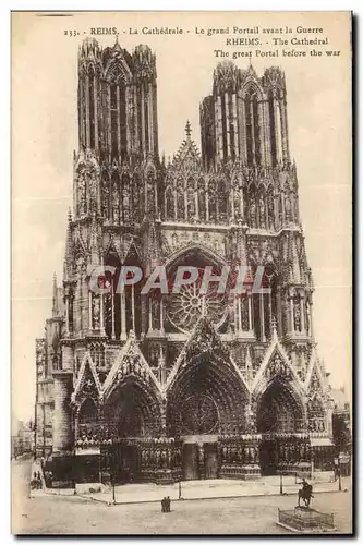 Reims Cartes postales La cathedrale La grand portail avant la guerre