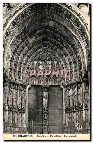 Chartres Cartes postales Cathedrale Portail sud Baie centrale