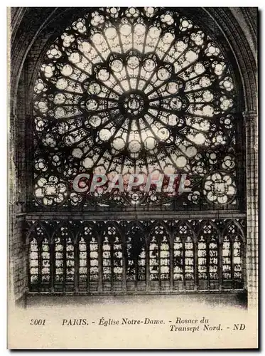 Paris Cartes postales Eglise Notre Dame Rosace du transept Nord