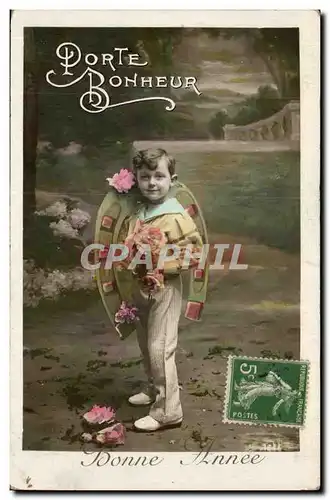 Cartes postales Fantaisie Enfant Porte Bonheur Fer a cheval Bonne annee