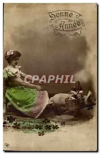 Cartes postales Fantaisie Femme Bonne annee (champagne)