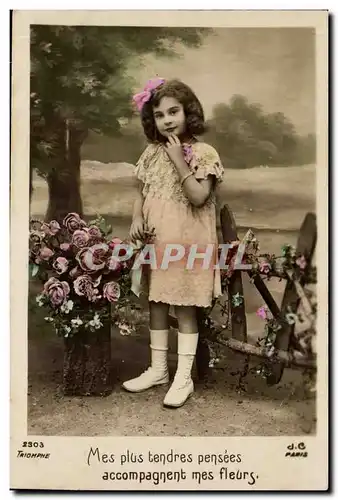 Cartes postales Fantaisie Enfant Mes plus tendres pensees accompagnent mes fleurs