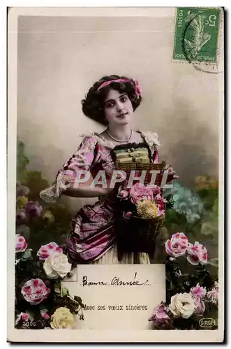 Cartes postales Fantaisie Femme Bonne annee avec mes voeux sinceres