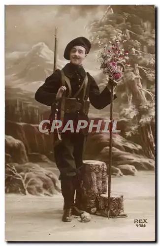 Cartes postales Fantaisie Homme chasseur alpin