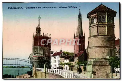 Cartes postales Dusseldorf Rheinpartie mit Schlossturn und Dusselschloschen