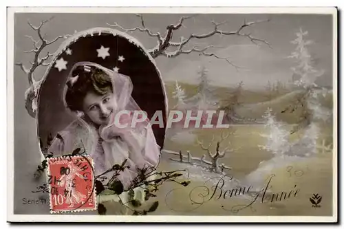 Cartes postales FAntaisie Femme Bonne annee