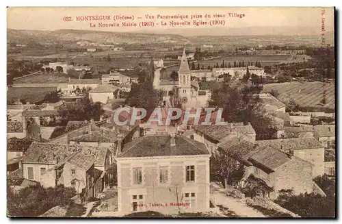 Montsegur Cartes postales Vue panoramique prise du vieux village La nouvelle mairie La nouvelle eglise