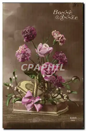 Cartes postales Fantaisie Fleurs Bonne annee