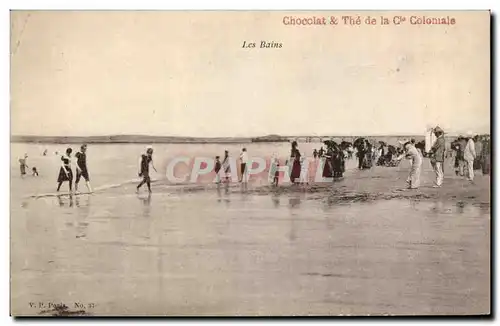 Cartes postales Chocolat et the de la Cie coloniale Les bains Publicite