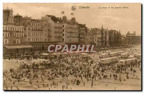 Belgie Belgique Ostende Cartes postales La plage et les grands hotels