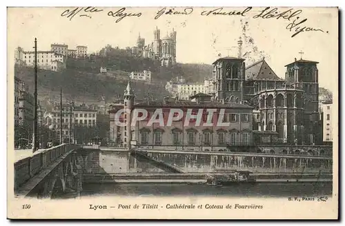 Lyon Cartes postales Pont de Tilsitt Cathedrale et coteau de Fourvieres