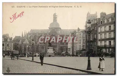 Dieppe Ansichtskarte AK La place nationale et &#39eglise Saint Jacques