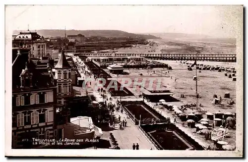 Trouville Ansichtskarte AK La reine des plages La plage et les jardins