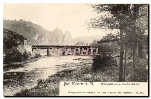 Allemagne Bad Munster Cartes postales Rheingrafenstein und Eisenbahnbrucke