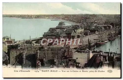 Saint Malo Cartes postales Vue sur le casino et bassin prise du clocher