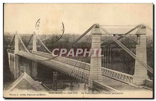 Beaumont sur Sarthe Cartes postales le pont suspendu Vue en perspective