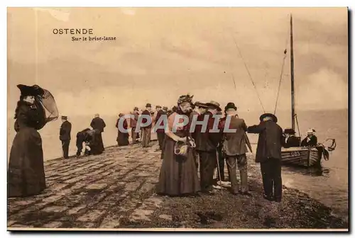Belgie Belgique ostende Cartes postales Sur le brise lame