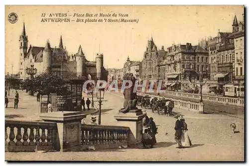 Belgie Belgique Anvers Cartes postales Place Bex et Musee du Stern (lion)